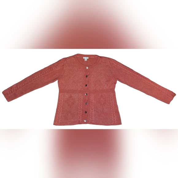 Sundance Womens Villa Cable Knit Coral Cardigan Sweater Size Medium - Picture 7 of 13